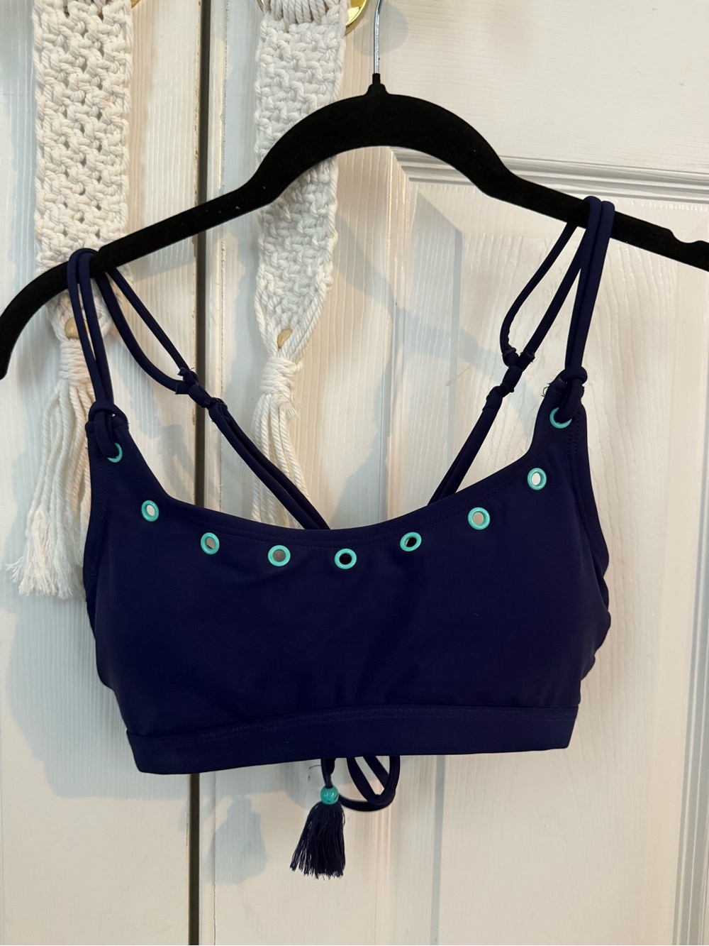 Navy Blue Eyelet Bikini Top